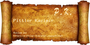 Pittler Kazimir névjegykártya